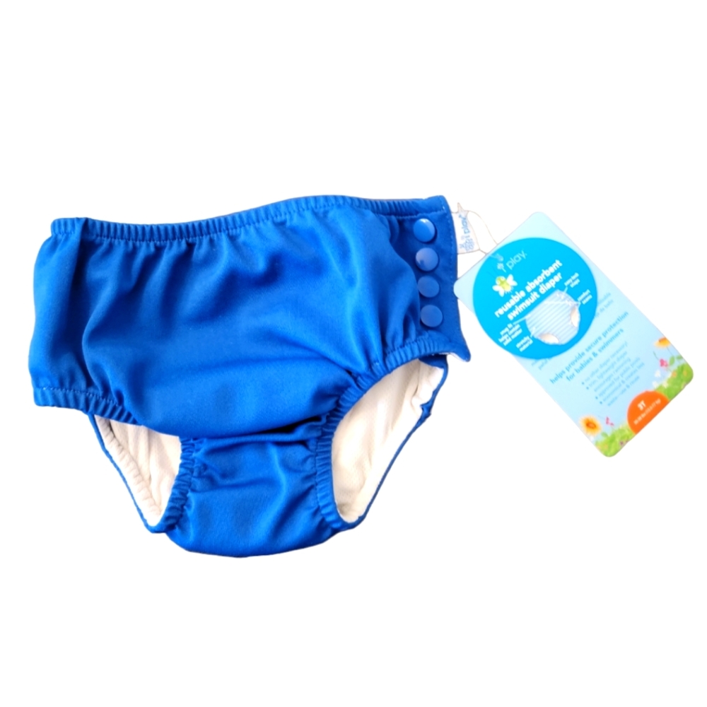 NWT Blue Reusable Swim Diaper with snap sides by i Play.